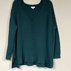 LC Lauren Conrad Beautiful deep teal Pullover Sweater, longer in back, XXL
